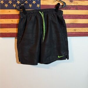 Nike Black Swim Trunks Shorts with Green Details Size M